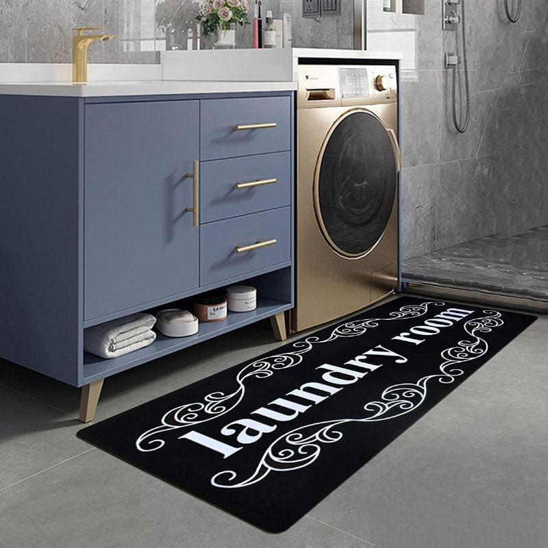 Farmhouse Laundry Rug Runner Koberec Floor Rohož Odolná Podložka Na Praní Koberců Černá Bílá Protiskluzová