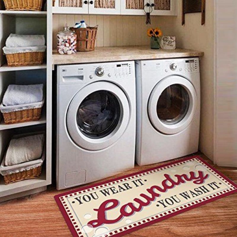 Laundry Room Novinka Vintage Inspirovaná Protiskluzová Podložka Do Prádelny Accent Rugred