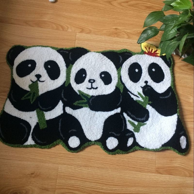 Ručně Vyráběné Koberce Pandas Protiskluzové Podlahové Koberečky Do Koupelny Koberec Pro Zvířata Malý 19" X 31"