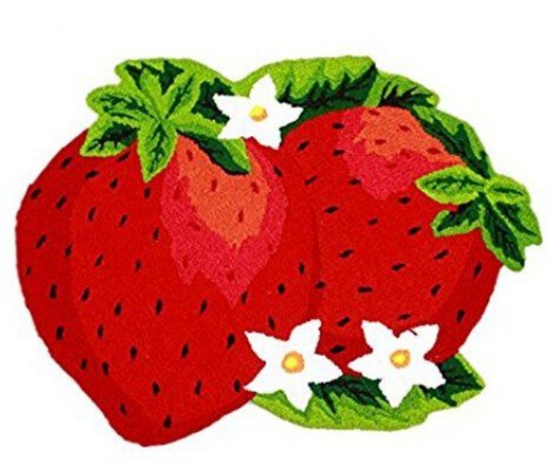 Ručně Vyrobený Dětský Koberec Red Strawberry Protiskluzová Podložka Do Koupelny 1.97 Ft X 2.62 Ft