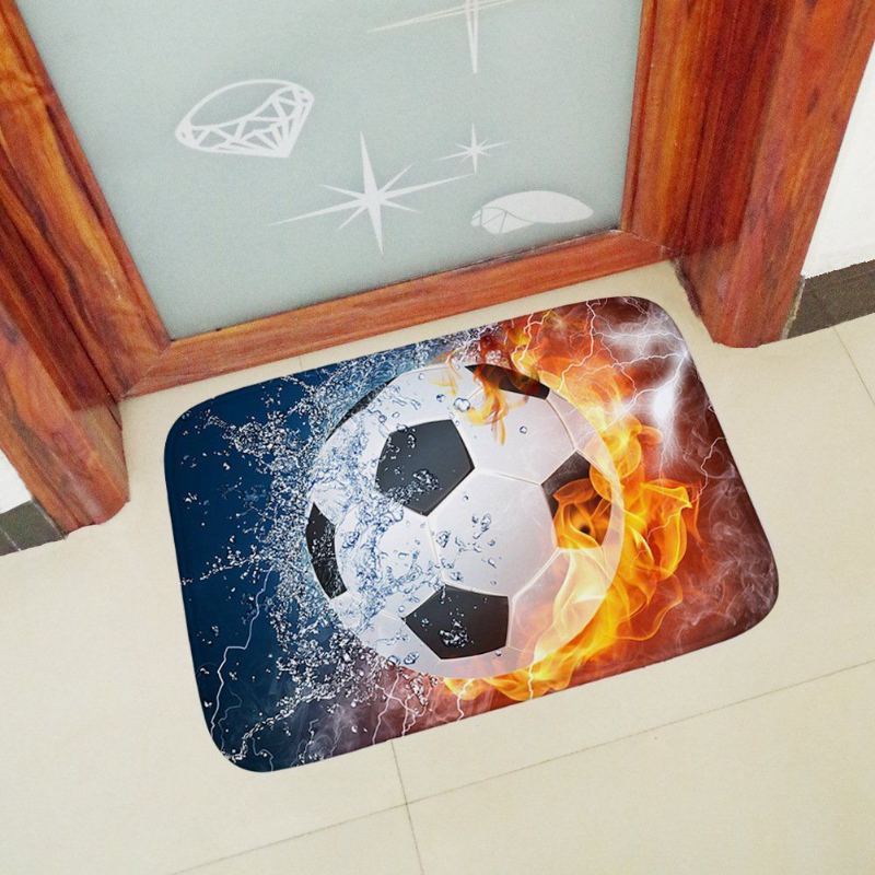 Sportovní Plocha Koberec Fotbal Oheň A Voda Protiskluzová Rohožka Vnitřní/venkovní Měkká Flanelová Podlahová Rohož 20" X 31.5"