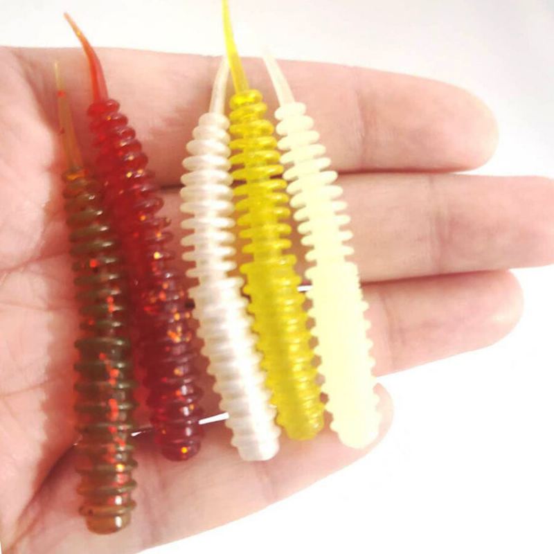 10ks/sada 6cm 1.4g Silikonové Měkké Rybářské Návnady Na Červy Umělá Rybářská Návnada Pesca Spiral Bass