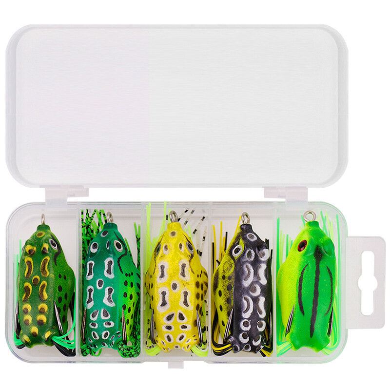 5/15 Ks Frog Fishing Lure Měkké Umělé 3d Oči Silikonové Rybářské Návnady S Úložným Boxem