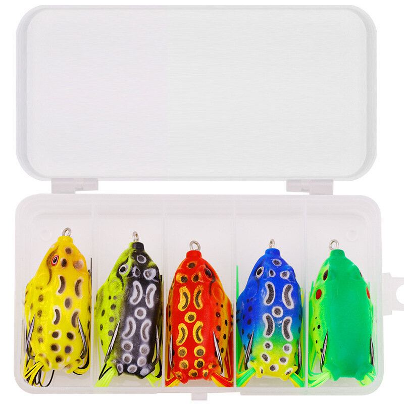 5/15 Ks Frog Fishing Lure Měkké Umělé 3d Oči Silikonové Rybářské Návnady S Úložným Boxem