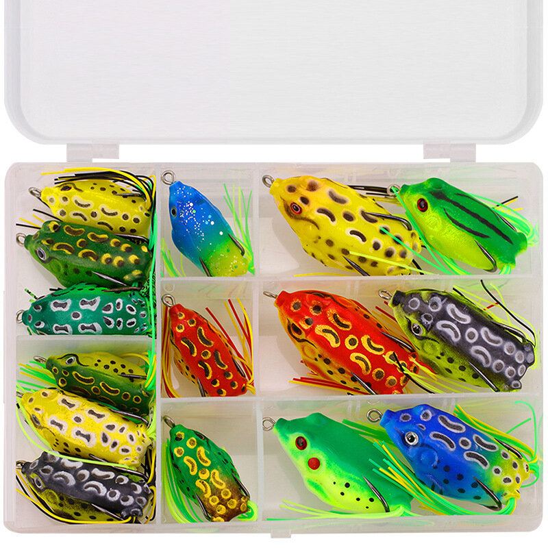 5/15 Ks Frog Fishing Lure Měkké Umělé 3d Oči Silikonové Rybářské Návnady S Úložným Boxem