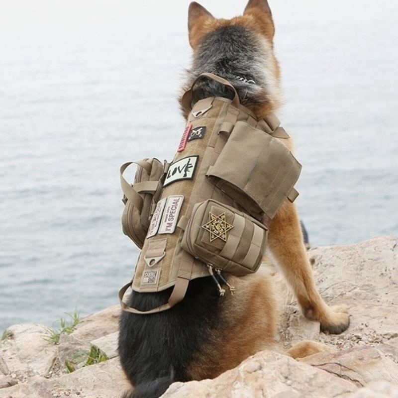 600d Nylonové Taktické Vesty Pro Psy Oblečení Pro Vojenské Psy S Úložným Vakem Tréninkový Nosný Postroj