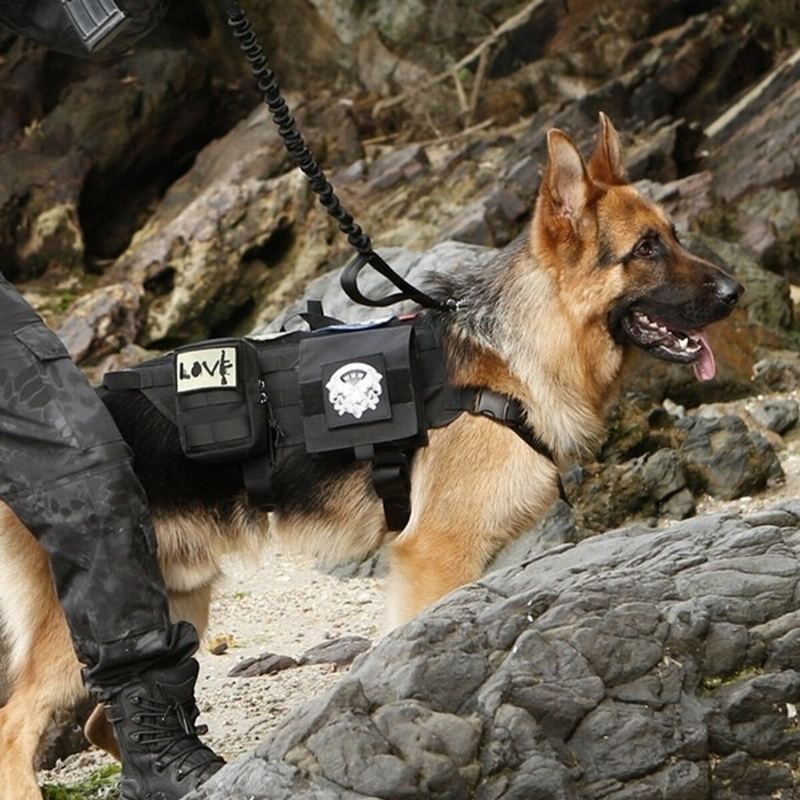 600d Nylonové Taktické Vesty Pro Psy Oblečení Pro Vojenské Psy S Úložným Vakem Tréninkový Nosný Postroj