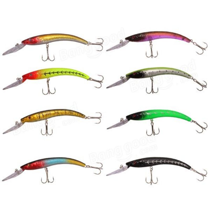 Basové Rybářské Návnady Potápění Crankbaits Minnow Treble Hooks 15.5 cm