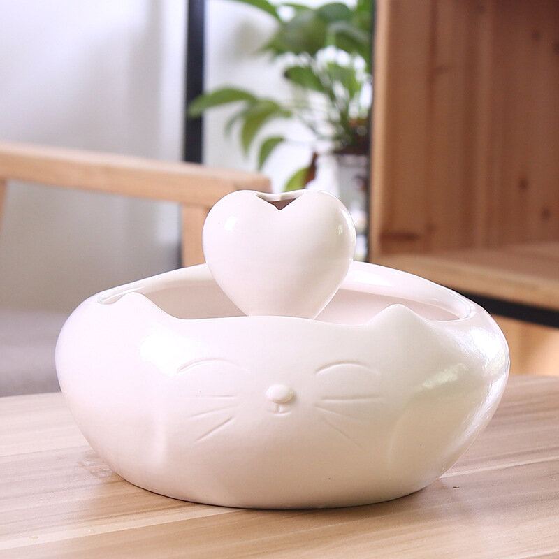 Design Cat Ear 2500 Ml Porcelánový Automatický Cirkulační Dávkovač Vody Miska Na Vodu Roztomilá Fontána Nápoje Pro Domácí Mazlíčky S Pumpičkou Pro Snížení Hluku