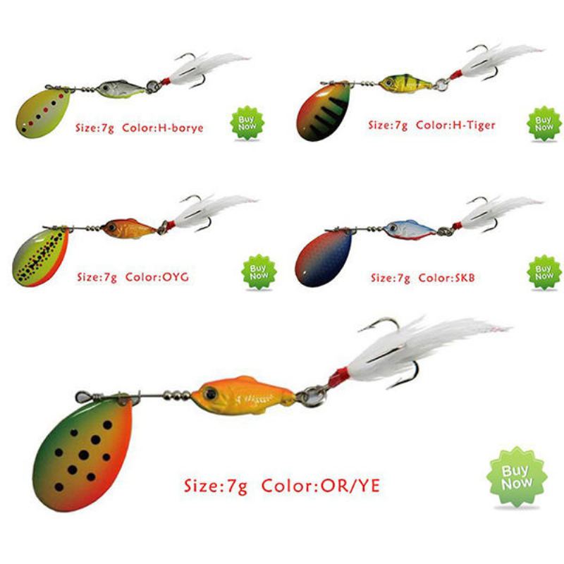 Originální Abu Garcia H-borye 7g 12g Lžíce Fishing Lure Spinner Návnada S Trojháčkem A Peřím