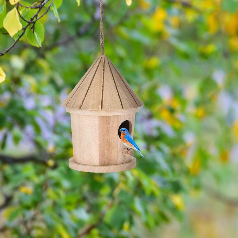 Závěsná Nástěnná Klec S Dřevěným Domem Pro Ptáky
