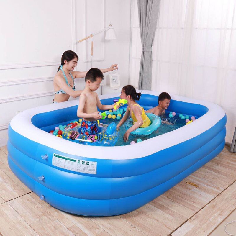3vrstvá Modrobílá Nafukovací Skládací Přenosná Vana Do Bazénu Pro Dospělé Děti Domů