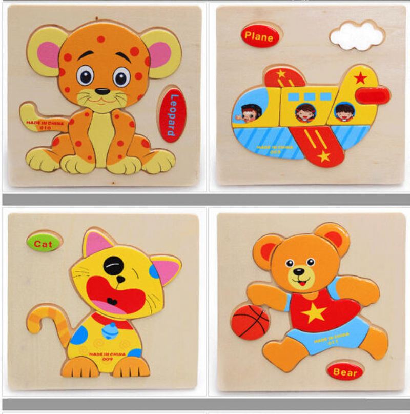 Baby Kid Children Krásné Zvířecí Ovocné Vozidlo Dřevěná Early Learning Educational Puzzle Toy