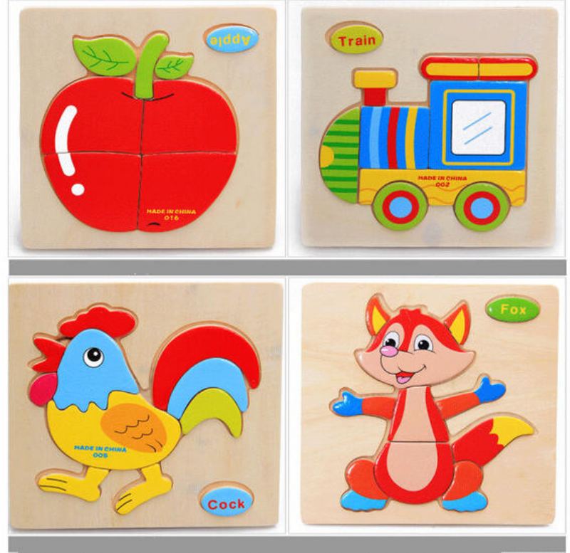 Baby Kid Children Krásné Zvířecí Ovocné Vozidlo Dřevěná Early Learning Educational Puzzle Toy