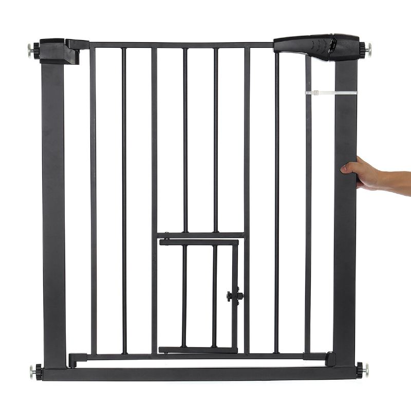 Comomy Extra Široká Brána Pro Domácí Mazlíčky Pro Psa Kočka Animal Baby Gate Plotové Kotce S Otočnými Dvířky Hrací Pro Děti 30" Vysoká Pro Psa Do Schodů Bílá/černá