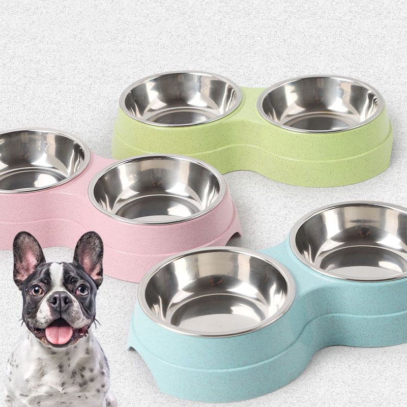 Double Pets Bowl Water Food Feeder Nerezové Krmítko Na Nádobí