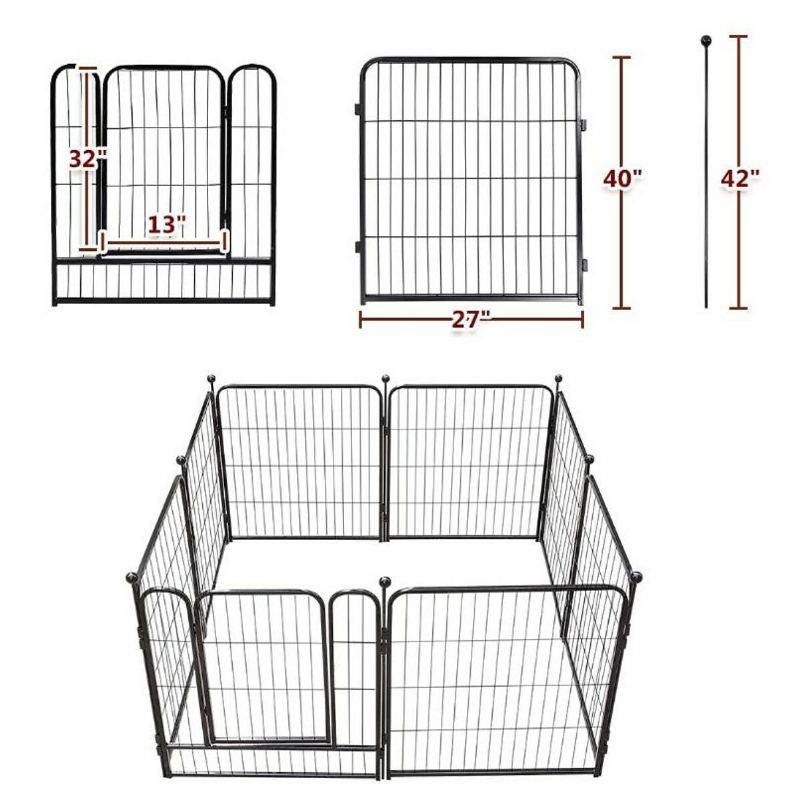 Ohrada Pro Psy Pawgiant 8 Panelů Výška 40" Rv Ohradník Pro Psy Venkovní Ohrádky Cvičebnice Pro Psy Kovové Tyče Protect Design Skládací Zábrana S Dvířky