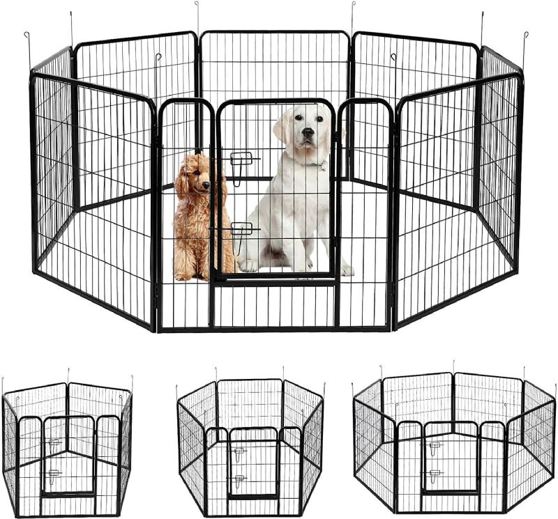 Ohrada Pro Psy Pawgiant 8 Panelů Výška 40" Rv Ohradník Pro Psy Venkovní Ohrádky Cvičebnice Pro Psy Kovové Tyče Protect Design Skládací Zábrana S Dvířky