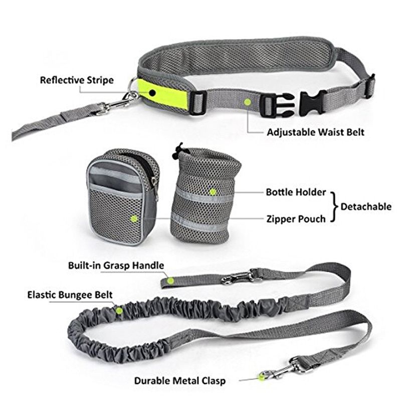 Pes Hands Free Running Leash Elastic Collar Belt Set