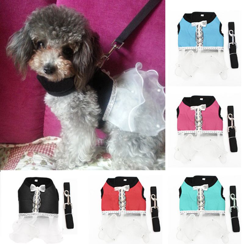 Pet Dog Cat Štěně Měkká Krajka Oxford Fabric Dress Sukně Oblečení Vesta Postroj