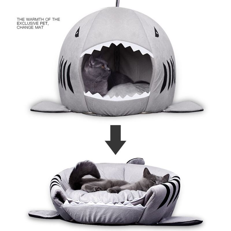 Pets Shark Bed Psi Soft House Cat Cave