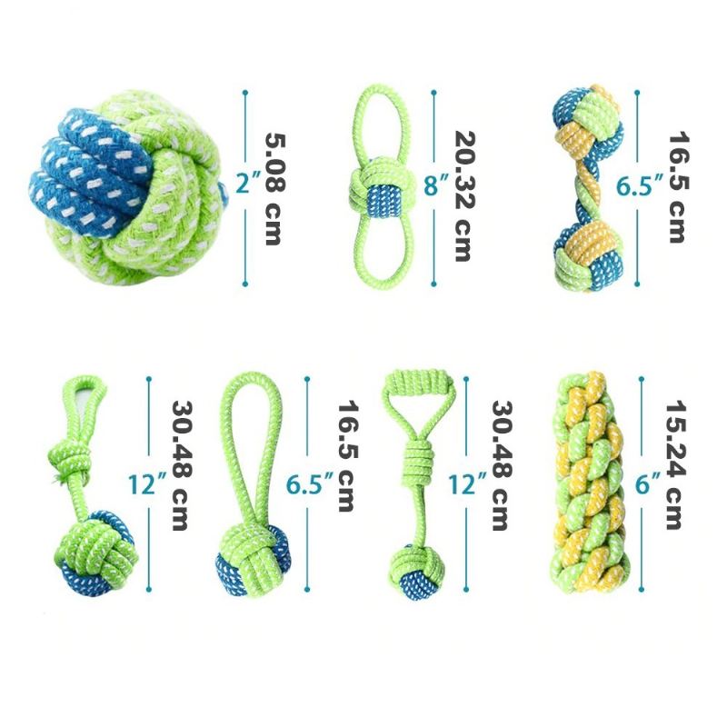 Sada Žvýkacích Hraček Pro Psy 7 Kusů Interaktivních Na Čištění Zubů S Kuličkovým Lanem