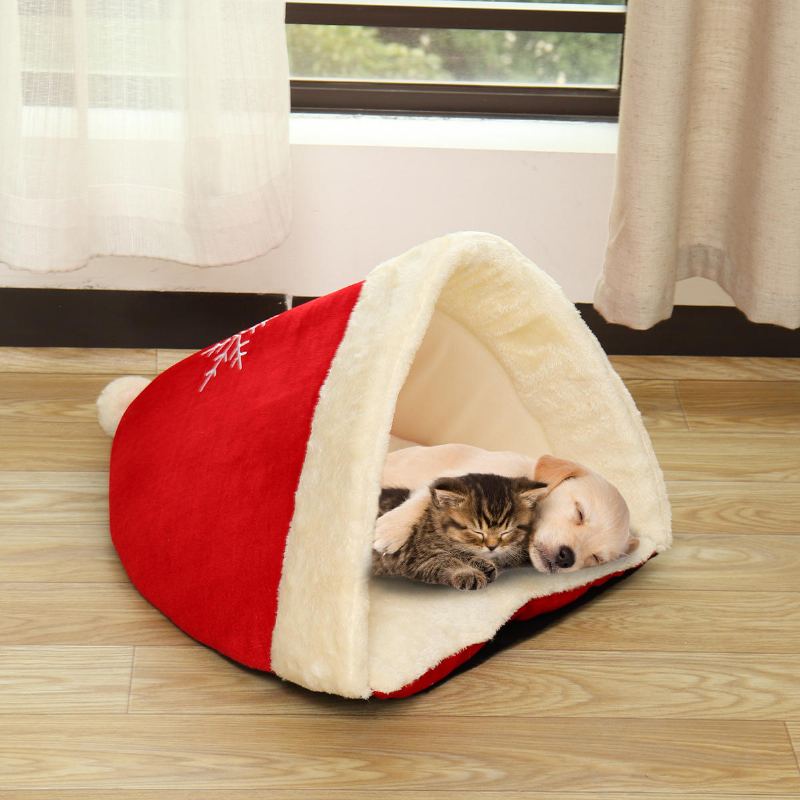 Vánoční Čepice Pet Nest Bed Soft Warm Cave House Spací Pytel Pro Domácího Mazlíčka