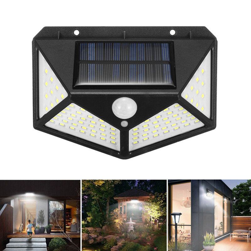 100 Led 800lm Vodotěsné Nástěnné Světlo Solární Napájení 3 Režimy 120° Úhel Snímání Pir Camping Light