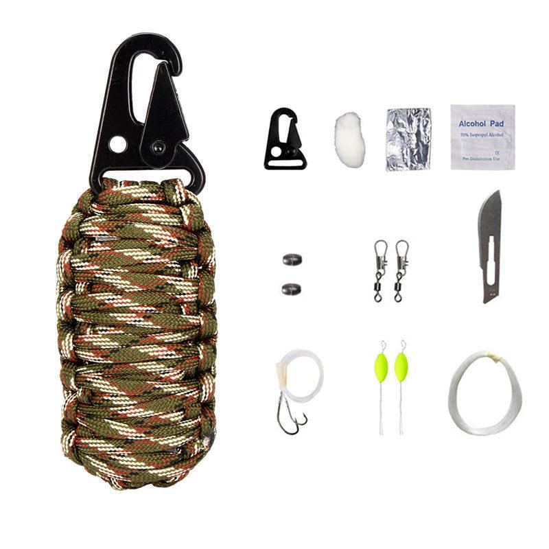 16 Ks Outdoor Paracord Kit Survival Lanový Set Rybářské Potřeby Camping Karabina Nouzové Vybavení