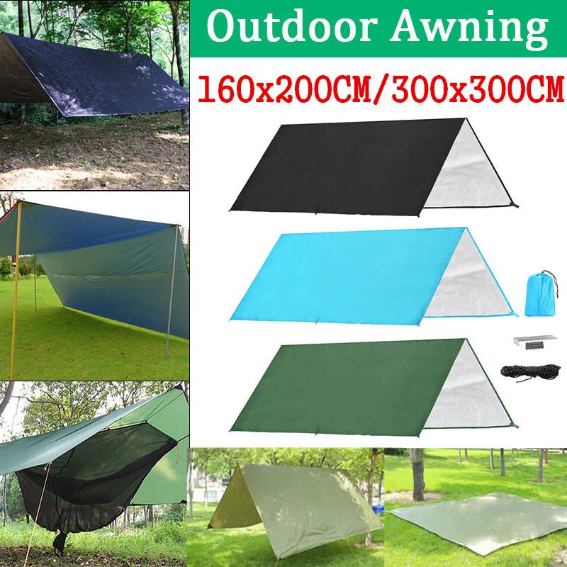 160x200cm/300x300cm 210t Přenosná Lehká Venkovní Markýza Camping Stan Tarp Shelter Houpací Síť Vodotěsná Sluneční Clona S Taškou