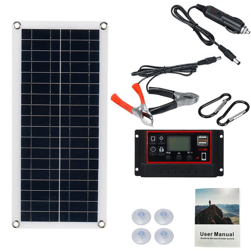 18v Solární Napájecí Systém Vodotěsný Nouzový Usb Nabíjecí Panel S 40a/50a/60a Soupravou Ovladače Nabíječky Camping Travel Power Generation