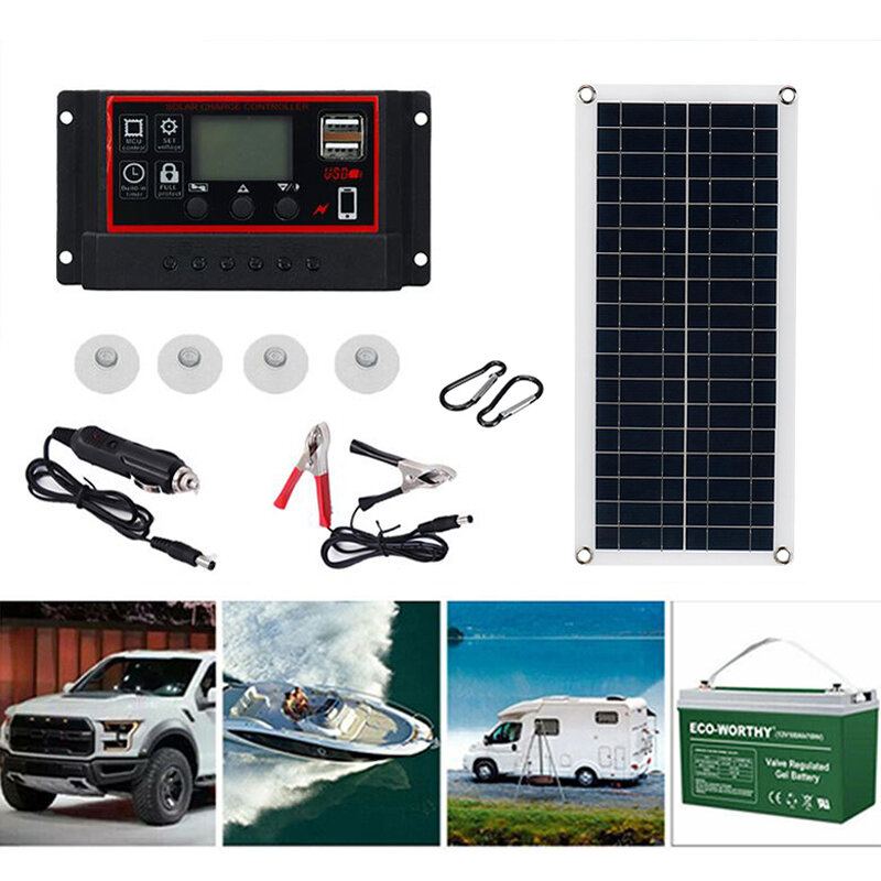 18v Solární Napájecí Systém Vodotěsný Nouzový Usb Nabíjecí Panel S 40a/50a/60a Soupravou Ovladače Nabíječky Camping Travel Power Generation