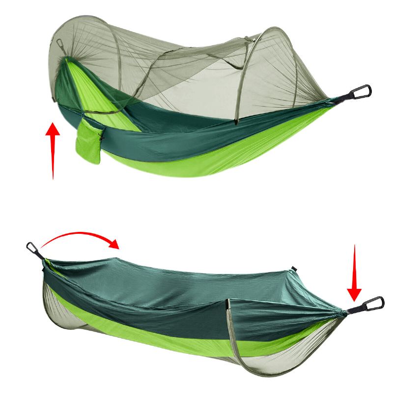 2 Osoby Outdoor Camping Nylonová Pevná Houpací Síť W Moskytiéra Cestovní Přenosný Batoh Síť Max. Nosnost 400 Kg