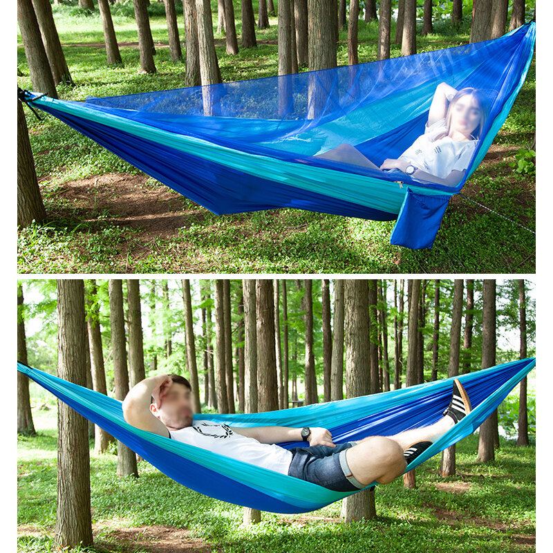 260x140cm Kempingová Houpací Síť Pro Dvě Osoby S Moskytiérou + 300x260cm Markýza Outdoor Camping Travel Max Zatížení 300kg