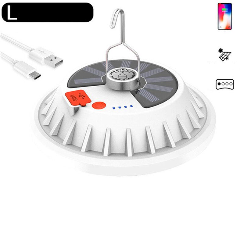 2v1 300w Solární Led Camping Light Dálkové Ovládání Stan Visí Rybaření Noční Světlo Nouzová Pracovní Lampa Power Bank