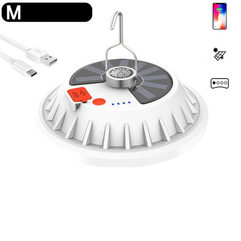 2v1 300w Solární Led Camping Light Dálkové Ovládání Stan Visí Rybaření Noční Světlo Nouzová Pracovní Lampa Power Bank