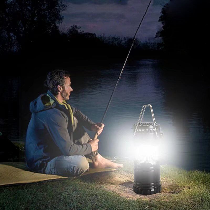 2v1 Cob/ball Žárovka Camping Light Multifunkční Nouzová Svítilna S Ventilátorem Pracovní Světla Noční Světlo Stanu Pro Outdoor Rybaření