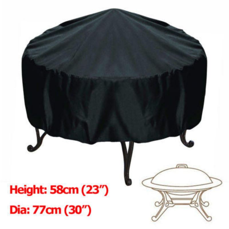 30palcový Kryt Patio S Kulatou Jámou Vodotěsný Uv Chránič Grill Gril Bbq Chair Table Shelter Black