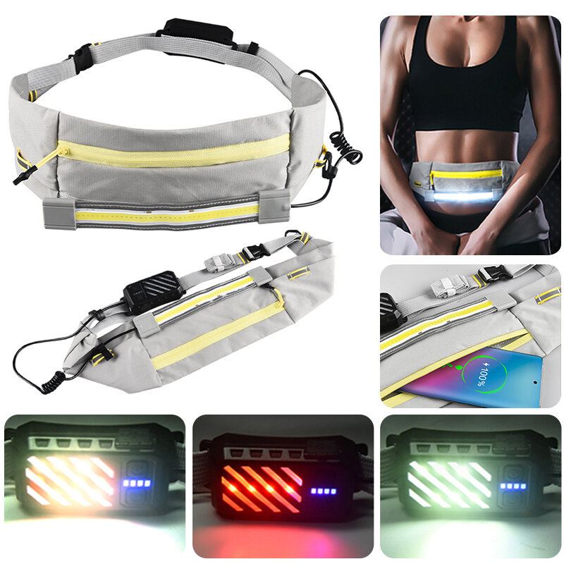 Běžecká Taška Na Opasek S Led Světlem Vodotěsná Sportovní Unisex Fanny Pack Na Tašky Do Pasu Na Jogging Běh