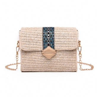 Dámská Letní Plážová Taška Ze Slámy Bohemian Crossbody Messenger Přes Rameno