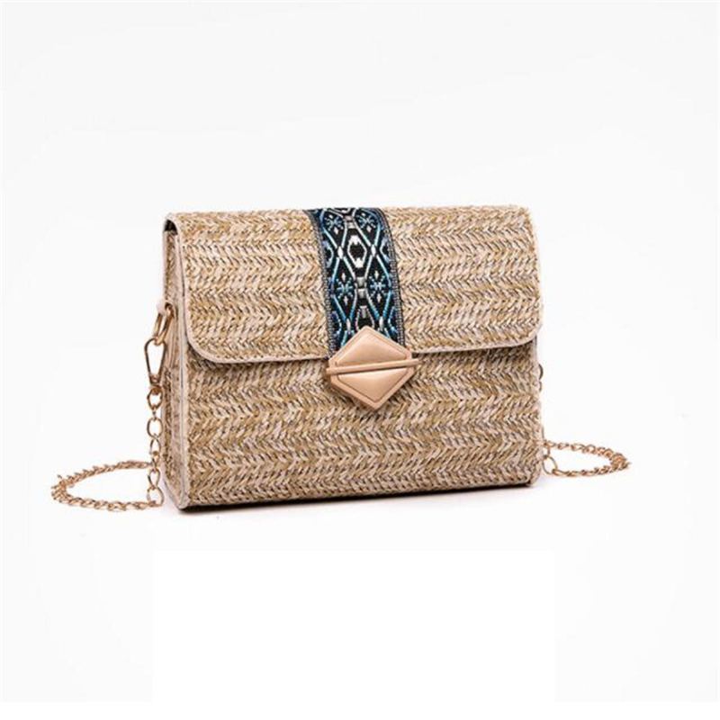 Dámská Letní Plážová Taška Ze Slámy Bohemian Crossbody Messenger Přes Rameno