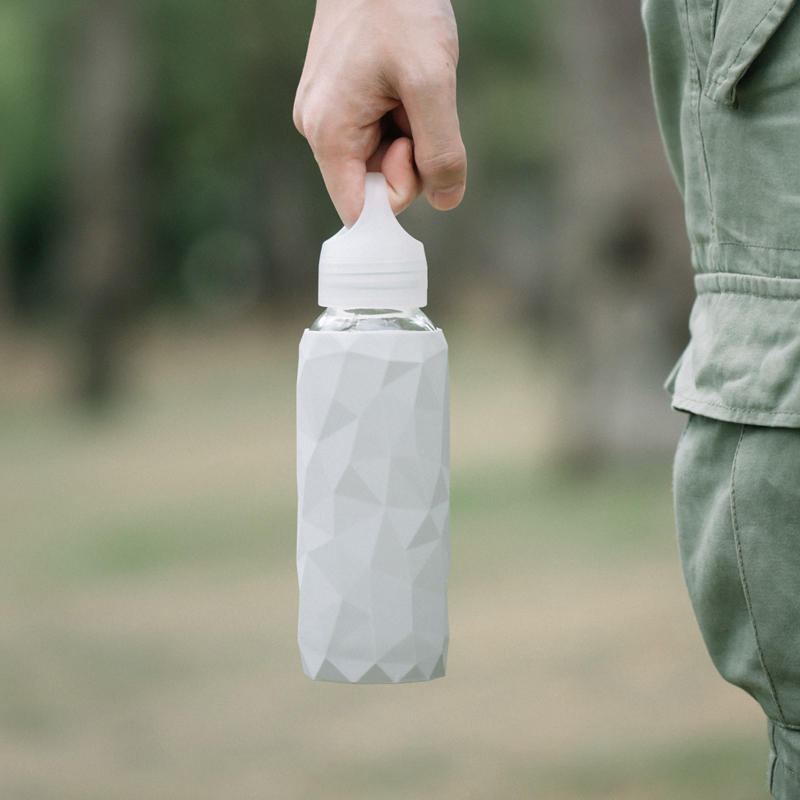 Jordan&judy 300ml Skleněná Láhev Na Vodu Sportovní Cestovní Šálek Na Pití Se Silikonovým Obalem