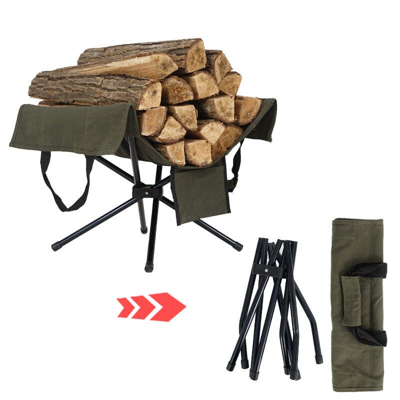 Outdoor Campfire Firewood Rack Collection Bag Hliníková Slitina Lehká Kempingová Přenosná Taška Na Palivové Dříví