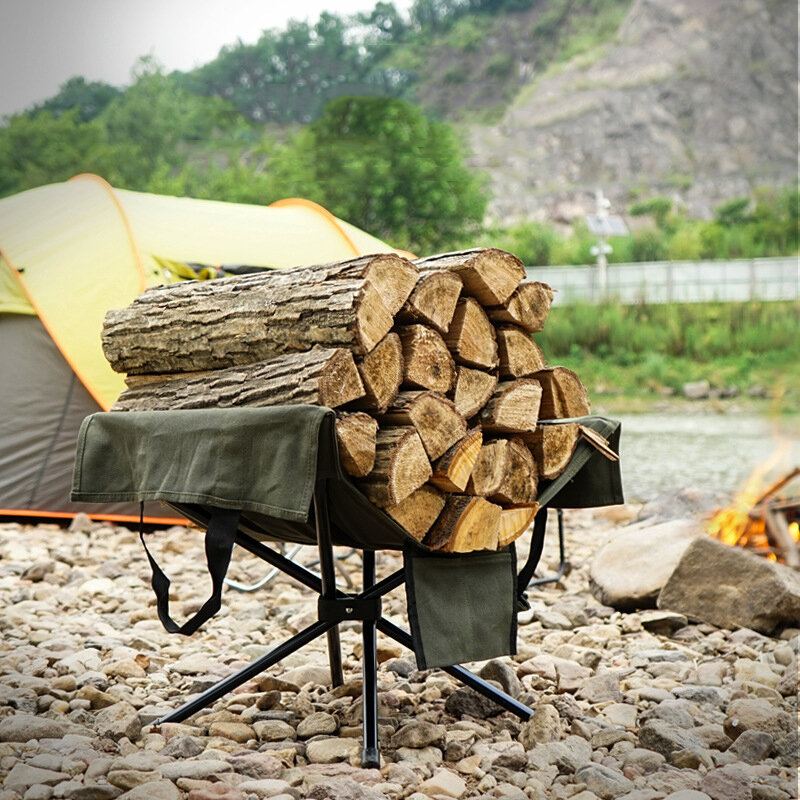 Outdoor Campfire Firewood Rack Collection Bag Hliníková Slitina Lehká Kempingová Přenosná Taška Na Palivové Dříví