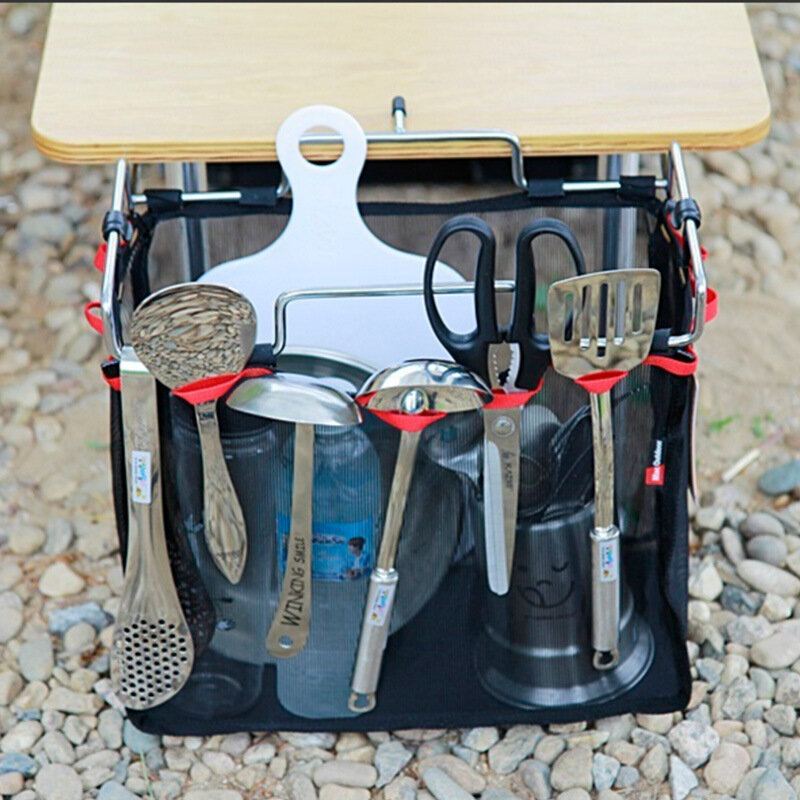 Outdoor Piknik Camping Úložná Síť Taška Skladování Síťovina Kuchyně Přenosný Skládací Stůl Závěsná Síť