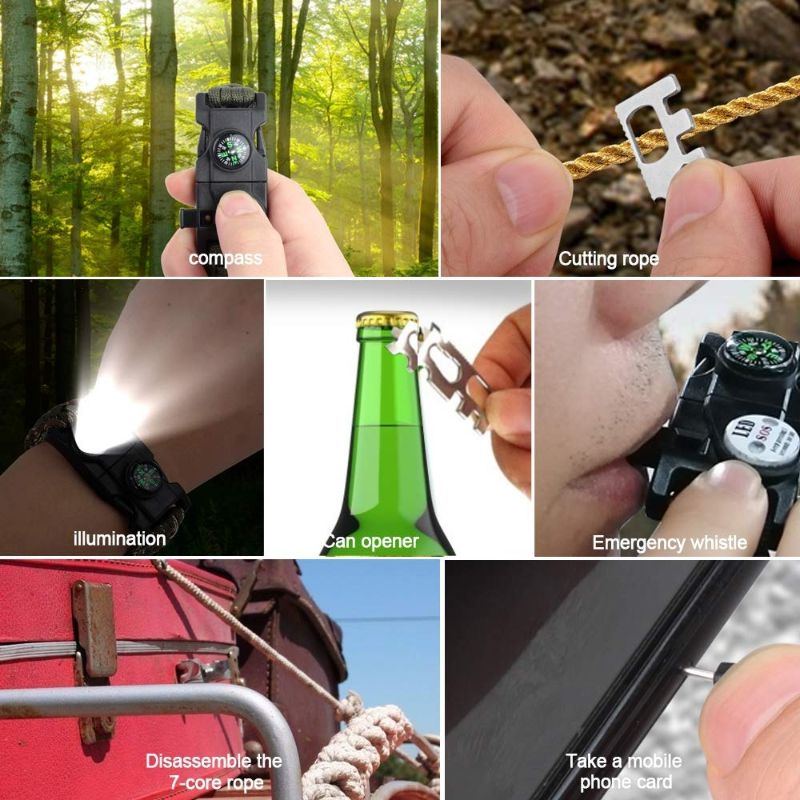 Outdoorový Multifunkční Náramek Na Přežití Paracord Pletené Lano