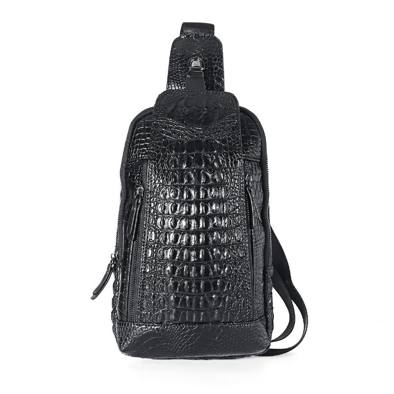 Pánská Nová Kožená Taška S Krokodýlím Vzorem Na Hrudi Sling Backpack Crossbody Tašky