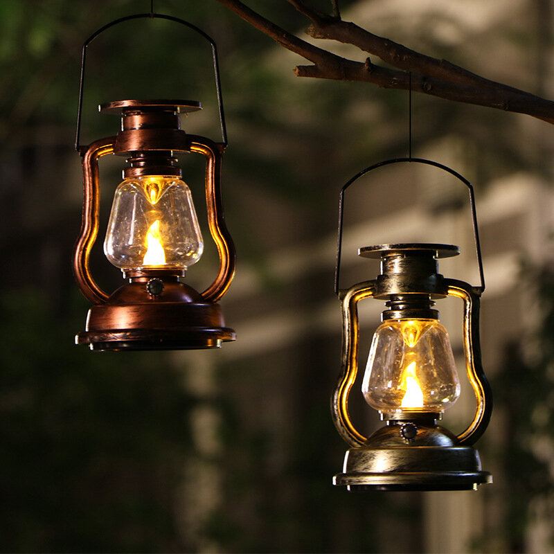 Přenosná Venkovní Lucerna Solární Závěsná Dobíjecí Retro Lampa Přenosný Stan Camping Night Light