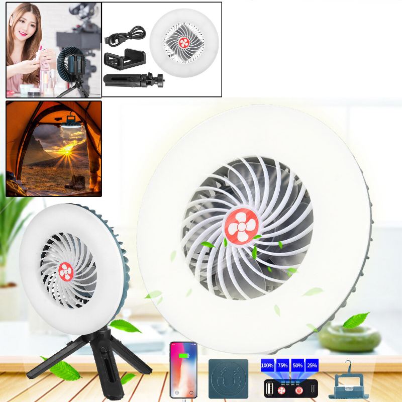 Přenosné Kempingové Světlo Multifunkční Usb Ventilátor Vestavěné Baterie Nabíjecí Mini Ventilátoru Abs Venkovní Osvětlení