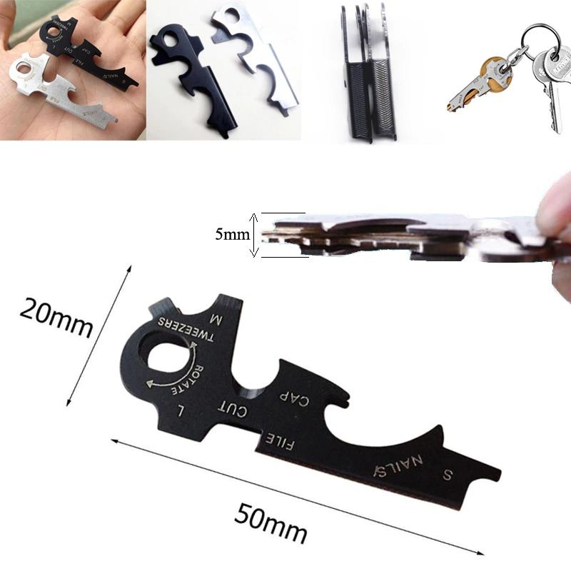 Přívěsek Na Klíče Z Nerezové Oceli Multi Tools 8 V 1